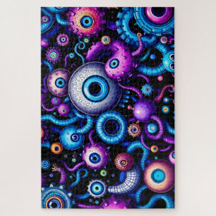 Psychedelic Eye Monster World- Alien Tentacle Horr Jigsaw Puzzle