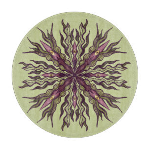 Psychedelic Eye Plant - Surreal Botanical Mandala Cutting Board