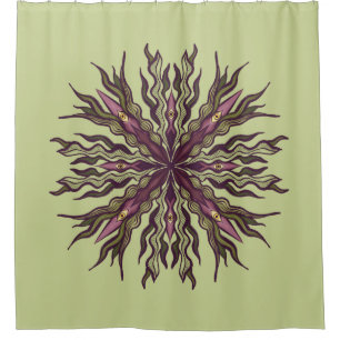 Psychedelic Eye Plant - Surreal Botanical Mandala Shower Curtain