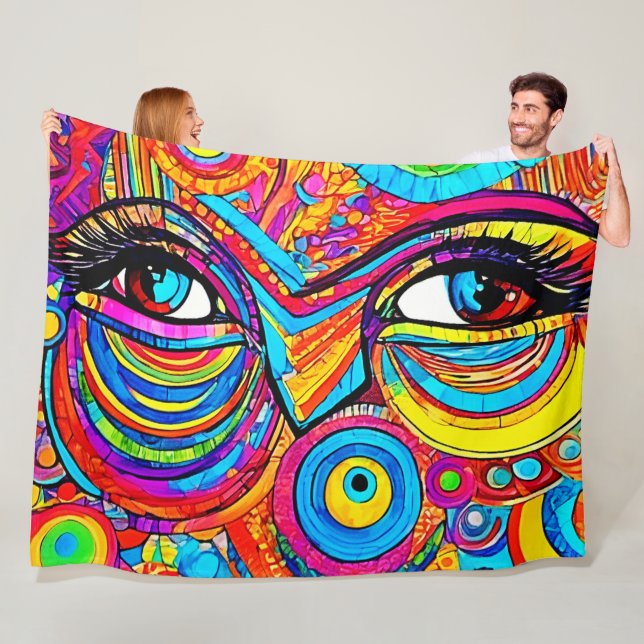 Psychedelic Eye View Design Fleece Blanket (In Situ)
