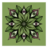 Psychedelic Eyes Mandala - Trippy Floral Pattern