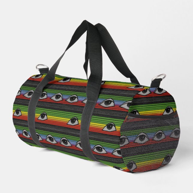 Psychedelic Eyes Pattern Duffle Bag (Right Corner)