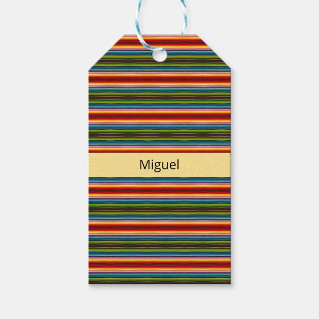 Psychedelic fabric Mexican pattern Gift Tags (Front)