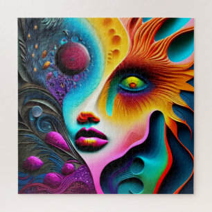 Psychedelic  Face Abstract  Art     Jigsaw Puzzle