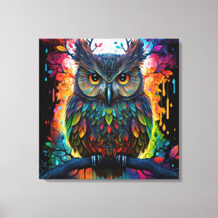 Psychedelic Fantasy Hippy Owl Canvas Print