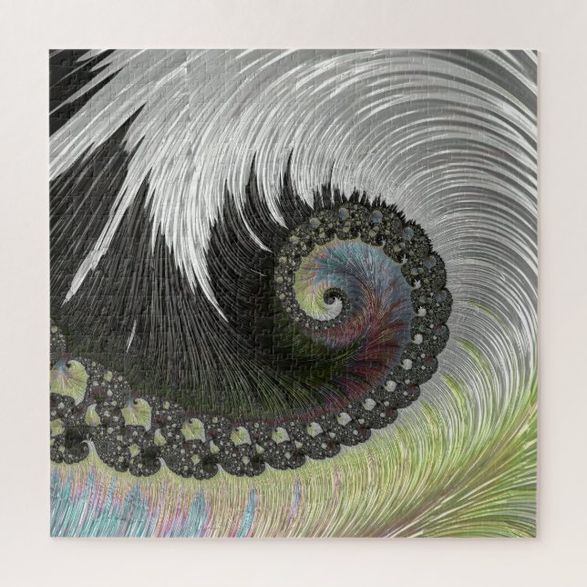 Psychedelic Fantasy Spiral Groovy Fractal Art Jigsaw Puzzle (Vertical)