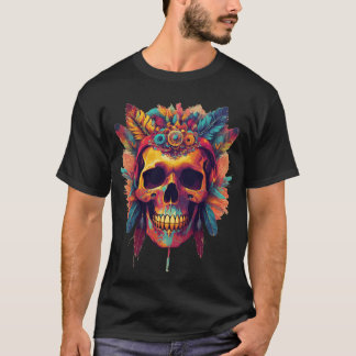 Psychedelic Feathered Skull T-Shirt