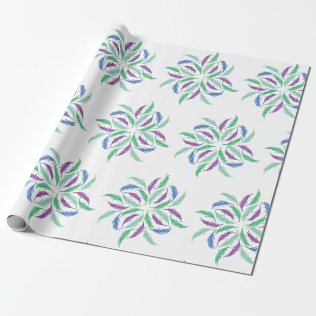 Psychedelic Feathers Wrapping Paper (Unrolled)