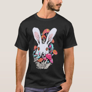 Psychedelic Festival Mushroom Rabbit Art EDM T-Shirt