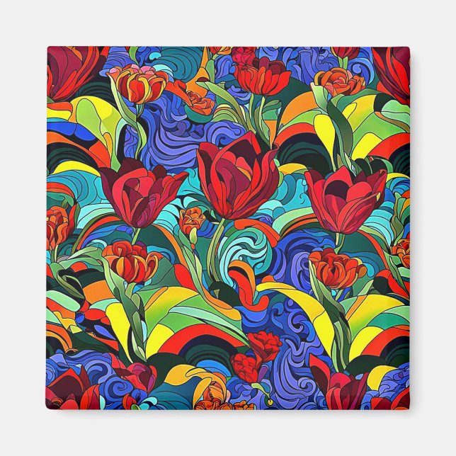 Psychedelic Floral 1 Magnet (Front)