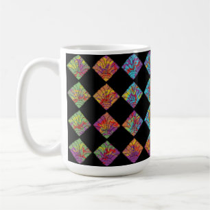 Psychedelic Floral Diamonds Colourful Abstract Coffee Mug