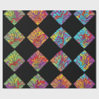 Psychedelic Floral Diamonds Colourful Abstract Wrapping Paper