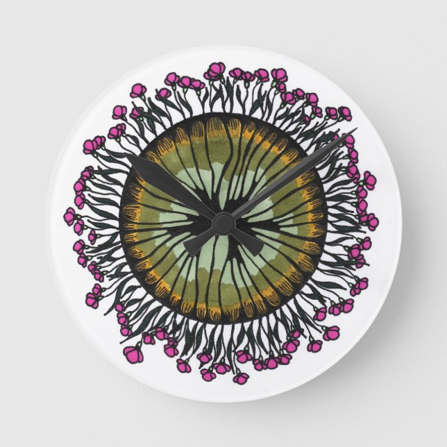 Psychedelic Floral Mandala Eye Wall Clock | Trippy (Front)