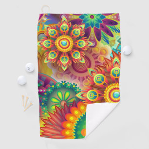 Psychedelic Floral Pattern Golf Towel