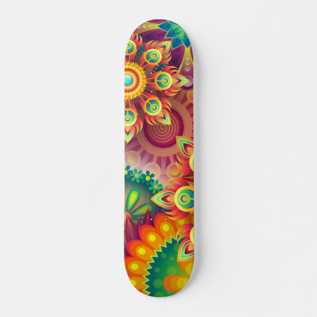 Psychedelic Floral Pattern  Skateboard (Front)
