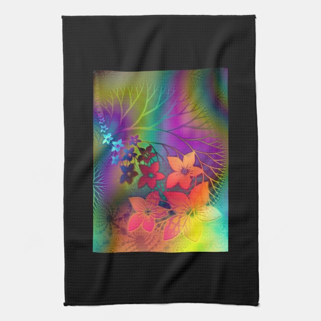Psychedelic Floral Tea Towel (Vertical)