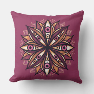Psychedelic Flower Art with Trippy Creepy Eyes Cushion