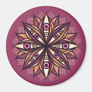 Psychedelic Flower Art with Trippy Creepy Eyes Magnet