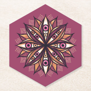 Psychedelic Flower Art with Trippy Creepy Eyes Paper Coaster