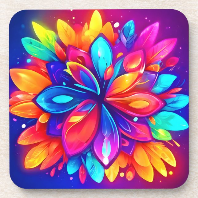 Psychedelic Flower Artwork Coaster (Front)