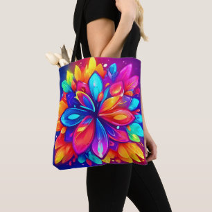Psychedelic Flower Artwork Tote Bag