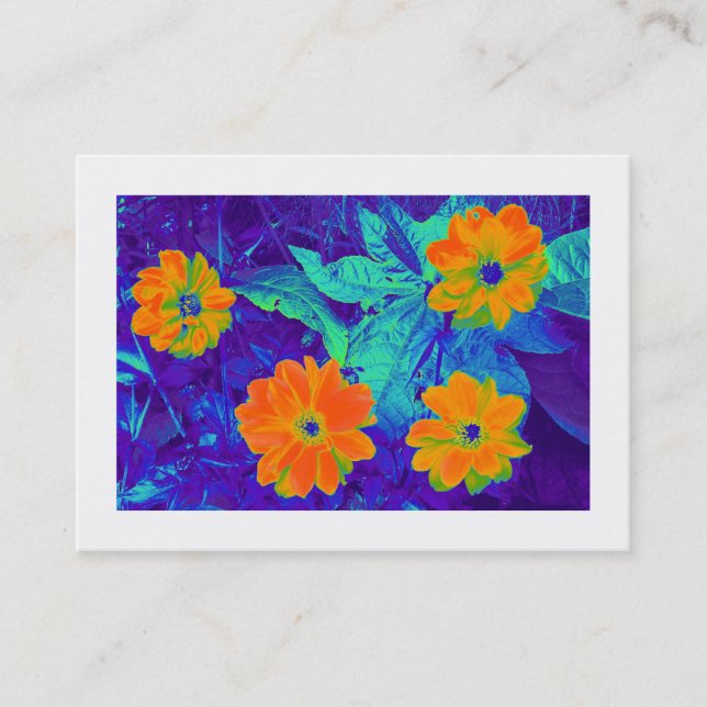 Psychedelic Flower Bed (Bordered) Business Card (Front)