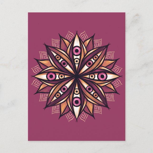 Psychedelic Flower with Trippy Creepy Eyes Postcard (Front)