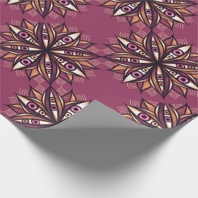 Psychedelic Flower with Trippy Creepy Eyes Wrapping Paper (Corner)