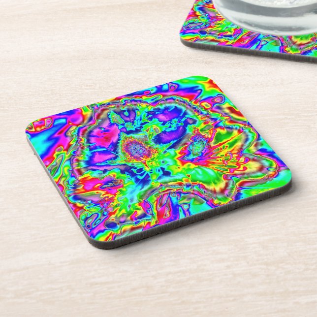 psychedelic flowers 1 coaster (Left Side)