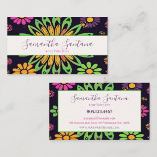 Psychedelic Flowers Bold & Colourful Business Card
