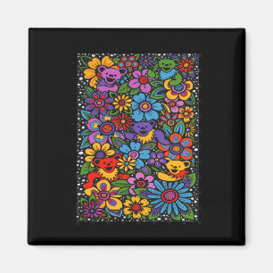 Psychedelic Flowers Dancing Bears Coloured Gratefu Magnet
