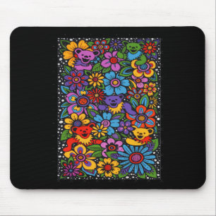 Psychedelic Flowers Dancing Bears Coloured Gratefu Mouse Pad