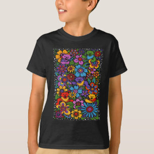 Psychedelic Flowers Dancing Bears Coloured Gratefu T-Shirt