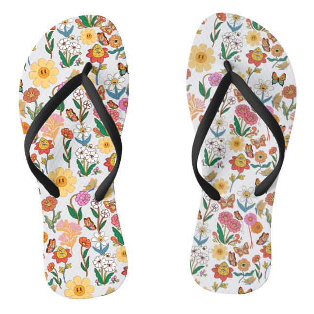 Psychedelic Flowers Pattern x4 Jandals (Footbed)