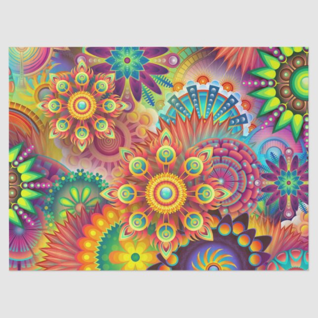 psychedelic flowers tissue paper (Front)