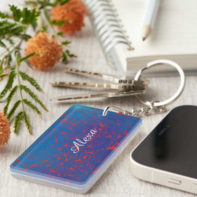 Psychedelic fluidic pattern key ring (Front Right)