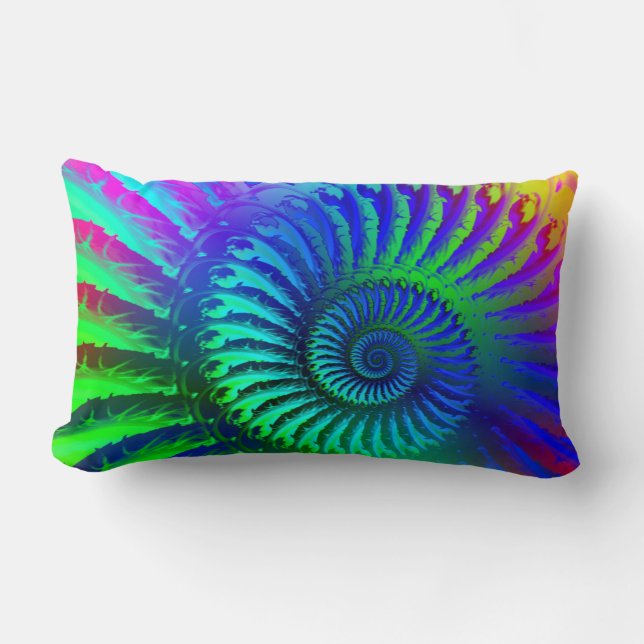 Psychedelic Fractal Blue Pattern Lumbar Cushion (Front)
