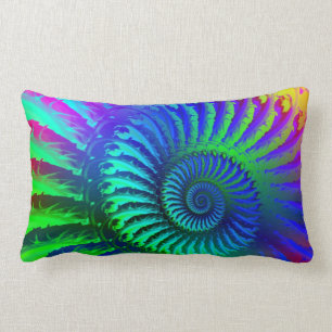 Psychedelic Fractal Blue Pattern Lumbar Cushion