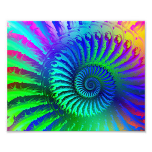 Psychedelic Fractal Blue Pattern Photo Print