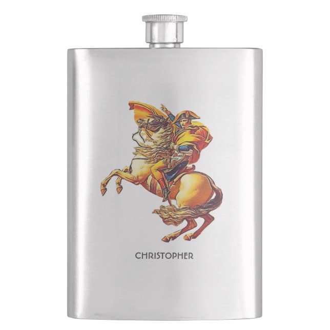 Psychedelic Fractal Famous Napoleon By David Hip Flask (Front)