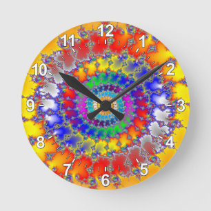 Psychedelic Fractal Round Clock