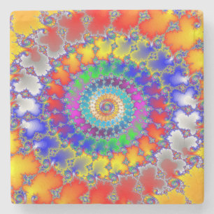 Psychedelic Fractal Stone Coaster