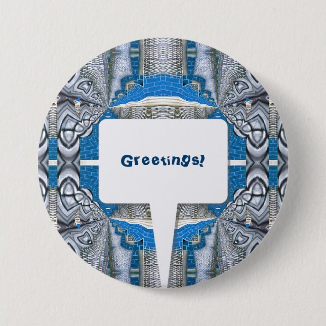 Psychedelic Fun Fractal Pattern & Text 7.5 Cm Round Badge (Front)