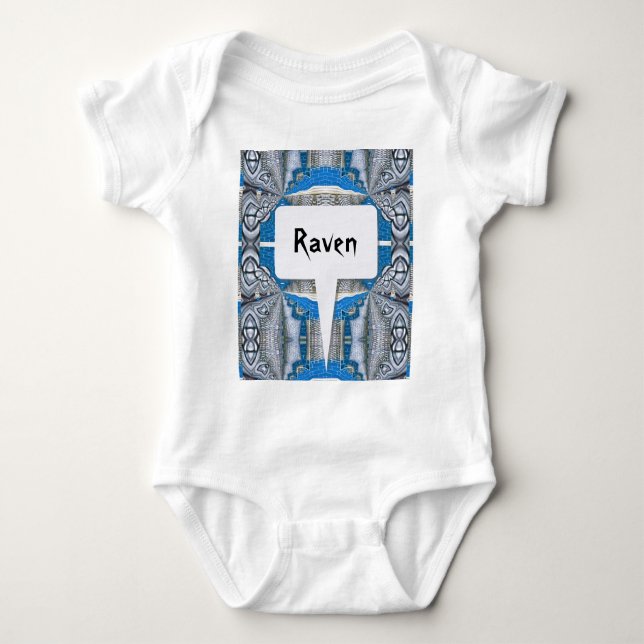 Psychedelic Fun Fractal Pattern & Text Baby Bodysuit (Front)