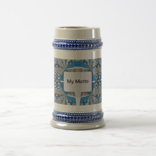 Psychedelic Fun Fractal Pattern & Text Beer Stein
