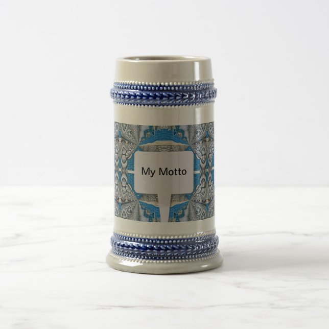 Psychedelic Fun Fractal Pattern & Text Beer Stein (Center)