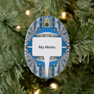Psychedelic Fun Fractal Pattern & Text Ceramic Tree Decoration