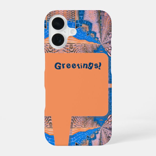 Psychedelic Fun Fractal Pattern & Text iPhone 16 Case (Back)