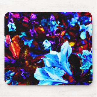 Psychedelic Garden Flowers Blue Purple Fuschia Mouse Pad