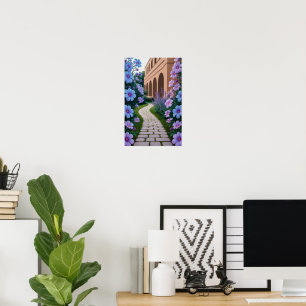 Psychedelic Garden Path Flowers Poster